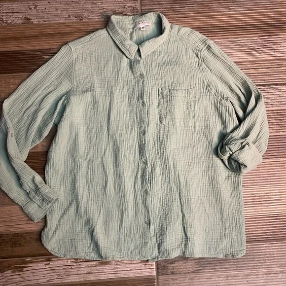 Anne Klein Mint Green Casual Button Down Shirt - Picture 2 of 5